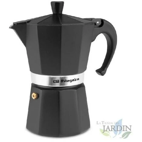 Italienische Aluminium-Kaffeemaschine BLACK Orbegozo. Fassungsvermögen 6 Tassen. 3 Italienische Aluminium-Kaffeemaschine BLACK Orbegozo. Fassungsvermögen 6 Tassen.