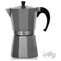Italienische Aluminium-Kaffeemaschine SILVER Orbegozo. Fassungsvermögen 12 Tassen.