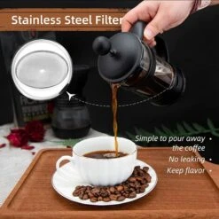 Französische Presse Für 2 Tassen, Französische Presse, Perfekt Für Kaffeeliebhaber, Morgenkaffee, Kaffeemaschine Mit Maximalem Geschmack Und Edelstahlfilter, 12 Oz/350 Ml -Geschäft Für Kaffeemaschinenzubehör 75269452 4