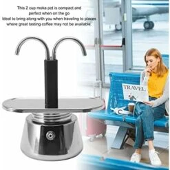 Kaffeepadmaschine Mit Doppelbec 2 Tassen Italienische Kaffeemaschine DIY In Edelstahl Home Camping Kaffeemaschine (Cafetière Doppelschlauch 100ml) -Geschäft Für Kaffeemaschinenzubehör 94970160 4