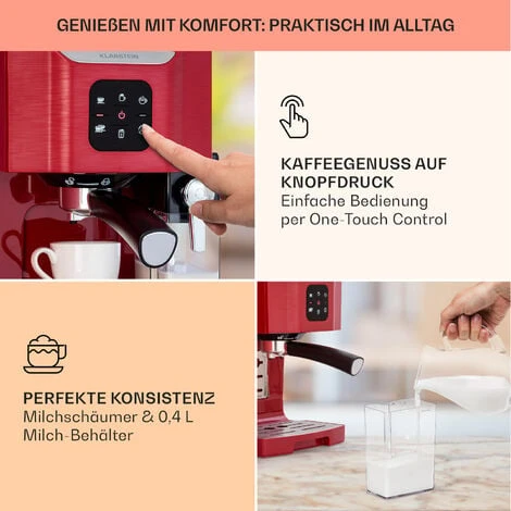 Klarstein Klarstein 1,4 L Siebträgermaschine Für 2 Tasse Kaffee, Mini Espressomaschine Mit Milchschäumer, 20 Bar Siebträger Kaffeemaschine Klein, Gute Espresso Kaffeemaschine, Edelstahl-Espressomaschi 5 Klarstein Klarstein 1,4 L Siebträgermaschine Für 2 Tasse Kaffee, Mini Espressomaschine Mit Milchschäumer, 20 Bar Siebträger Kaffeemaschine Klein, Gute Espresso Kaffeemaschine, Edelstahl-Espressomaschi – Bild 3