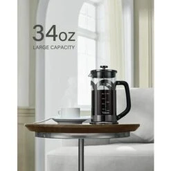 Kaffee- Und Teekanne, 304 Edelstahl, Hitzebeständiges Borosilikatglas, Kaffeemaschine Mit 4 Filtern, Langlebig Und Leicht Zu Reinigen, 100 % BPA-frei, 34 Oz, Silber -Geschäft Für Kaffeemaschinenzubehör 97706261 5